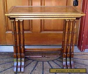 Item VINTAGE ESTATE SHERIDAN STYLE MAHOGANY INLAID NESTING TABLE SET for Sale