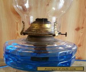 Item ANTIQUE LARGE "CLEAR GLASS OIL KEROSENE LAMP WITH SOLID BRASS BASE "  for Sale