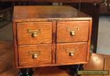 ANTIQUE 4 DRAWER TIGER OAK TABLE TOP LIBRARY CARD FILE CABINET  for Sale