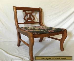  Beautiful Antique Vintage Needlepoint  Wood Harp Lyre Chair  for Sale