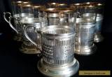 Vintage KARS  STERLING Silver TEA Glass Holder PIERSED W/FEDERAL GLASS Set of 6 for Sale