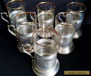 Item Vintage KARS  STERLING Silver TEA Glass Holder PIERSED W/FEDERAL GLASS Set of 6 for Sale