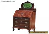 Antique Victorian Ladies Tiger Oak Drop Dront Secretary Desk w/ Mirror  for Sale