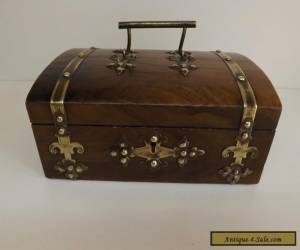 Antique Gothic Style  Walnut Brass Bound Casket for Sale