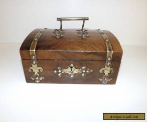 Item Antique Gothic Style  Walnut Brass Bound Casket for Sale