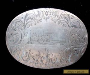 Item Beautiful Antique Sterling Silver Engraved Snuff Box Locomotive / Steam Boat for Sale