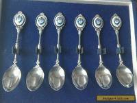 vintage boxed set of sterling silver and enamelled spoons