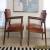 Stow & Davis Pair of Mid-Century Walnut & Leather Chairs for Sale