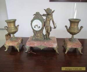 Item Antique French Mantel Garniture Clock Set for Sale