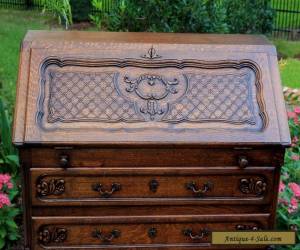 Item Antique French Oak Louis XV Style Fall Front Writing Desk Bureau Secretary  for Sale