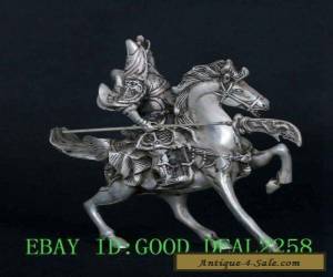 Item Cupronickel Handwork Carved Hero Guangong Horse Riding Statue  for Sale