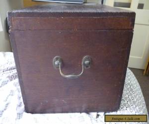 old wooden box with brass side handles for Sale