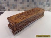 VICTORIAN/ EDWARDIAN HAND CARVED SOLID OAK TABLE STORAGE BOX-  LARGE QUALITY BOX