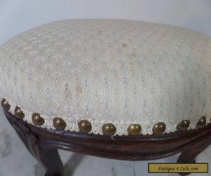 Item Antique Vtg Victorian Brass StuddedBelgium Carved Wood Small Foot Stool Bench for Sale