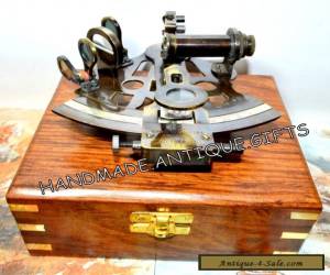 Item  NAUTICAL ANTIQUE MARITIME BRASS SEXTANT WITH WOODEN BOX VINTAGE COLLECTIBLE 6'' for Sale