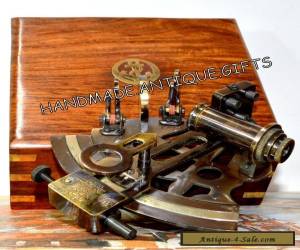 Item  NAUTICAL ANTIQUE MARITIME BRASS SEXTANT WITH WOODEN BOX VINTAGE COLLECTIBLE 6'' for Sale