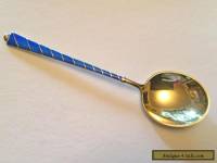 Vintage Ela Denmark Sterling Silver gilt 935S blue enamel fruit/dessert spoon 