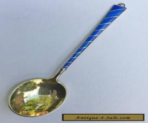 Item Vintage Ela Denmark Sterling Silver gilt 935S blue enamel fruit/dessert spoon  for Sale