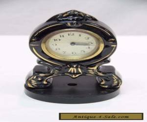 Vintage Clock Bedroom/Mantle 16cm Black With Gold Metallic Face Germany#8714 for Sale