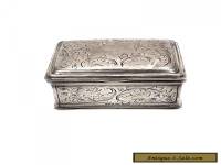 Victorian Antique Sterling Silver Hand Engraved Design Double Section Stamp Box