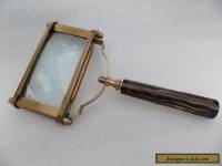 Antique Color Vintage Style Brass Square Shape Big Magnifying Glass Magnifier..