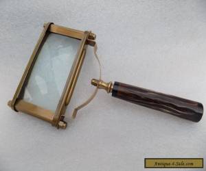 Antique Color Vintage Style Brass Square Shape Big Magnifying Glass Magnifier.. for Sale