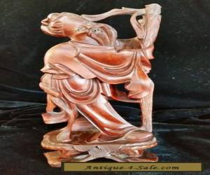 Vintage Antique Chinese Hand Carved Rosewood Statue Figure for Sale