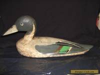 VINTAGE ANTIQUE HAND CARVED PAINTED WOODEN DECOY DUCK FIGURE