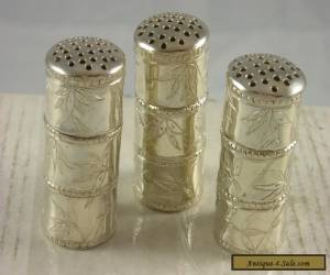 Good Quality Set 3 Chinese Antique Dinky Silver Pepper Pots 31g  for Sale