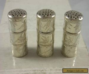 Item Good Quality Set 3 Chinese Antique Dinky Silver Pepper Pots 31g  for Sale