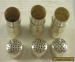 Item Good Quality Set 3 Chinese Antique Dinky Silver Pepper Pots 31g  for Sale