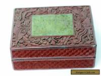 Antique Chinese  Cinnabar Box with Jade Insert