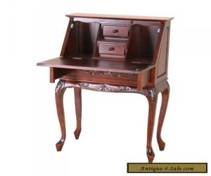 Item Victorian Style Fold Out Secretary Desk Solid Hand Carved Wood Drawers Furniture for Sale