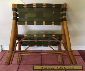 Item VINTAGE MID CENTURYAMBOO RATTAN Webbed SIDE CHAIR Rare for Sale