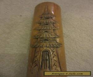 Finely Hand Carved Vintage Chinese Pagoda Bamboo Brush Pot/Vase for Sale