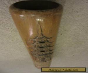 Item Finely Hand Carved Vintage Chinese Pagoda Bamboo Brush Pot/Vase for Sale