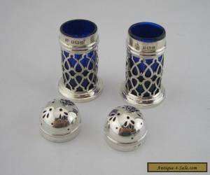 Item BEAUTIFUL ANTIQUE Pierced Silver CRUET SET- T Wilkinson & Sons- Birm 1919- Cased for Sale