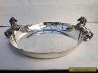 Vintage Silver Plated Dish With Horse Handles, C. 1950/60'S