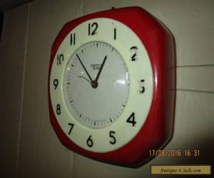 Item Vintage / Retro Smiths Kitchen Wall Clock in Red and Cream plastic / Bakelite  for Sale