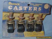 VINTAGE FURNITURE PARTS SET 4 BASSICK CASTERS ON CARD NOS