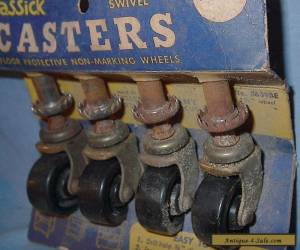 Item VINTAGE FURNITURE PARTS SET 4 BASSICK CASTERS ON CARD NOS for Sale