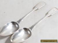 ANTIQUE VICTORIAN SOLID 925 STERLING SILVER PAIR SERVING SPOONS FIDDLE PATTERN
