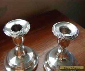 Item Antique Silver Hall Marked Desk Candlesticks x 2 for Sale