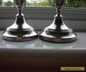 Item Antique Silver Hall Marked Desk Candlesticks x 2 for Sale