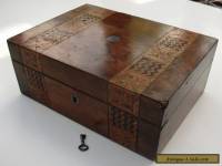 Vintage Lockable Inlaid Wooden Box with it's Key