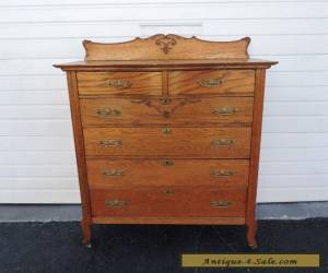 Item Tall Early 1900s Victorian Oak Chest of Drawers with Key 7686 for Sale