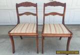 Antique Rose Carved Back Mahogany Wooden Victorian Dining Chairs Set of 2 for Sale