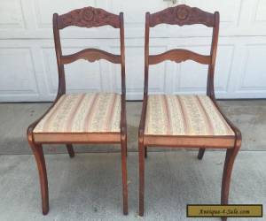 Antique Rose Carved Back Mahogany Wooden Victorian Dining Chairs Set of 2 for Sale