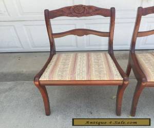 Item Antique Rose Carved Back Mahogany Wooden Victorian Dining Chairs Set of 2 for Sale