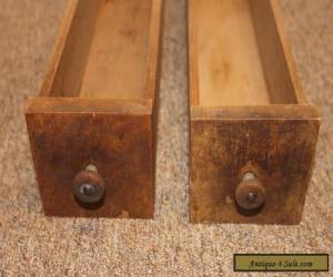 Item Lot of 2 Antique Vintage Long Wood Drawers w/ knobs - Cabinet - Desk - Display for Sale